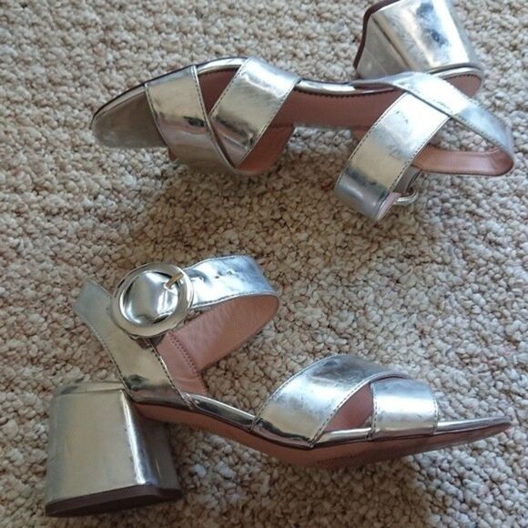 J.Crew Penny Silver Mirror Ankle Strap Sandals size 7 - Picture 3 of 10